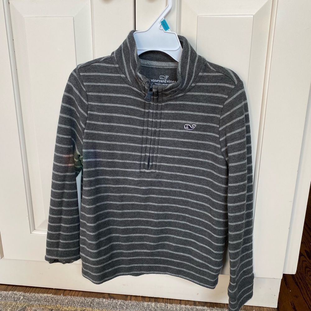 Little Boy Vineyard Vines Grey Stripe Quarter Zip